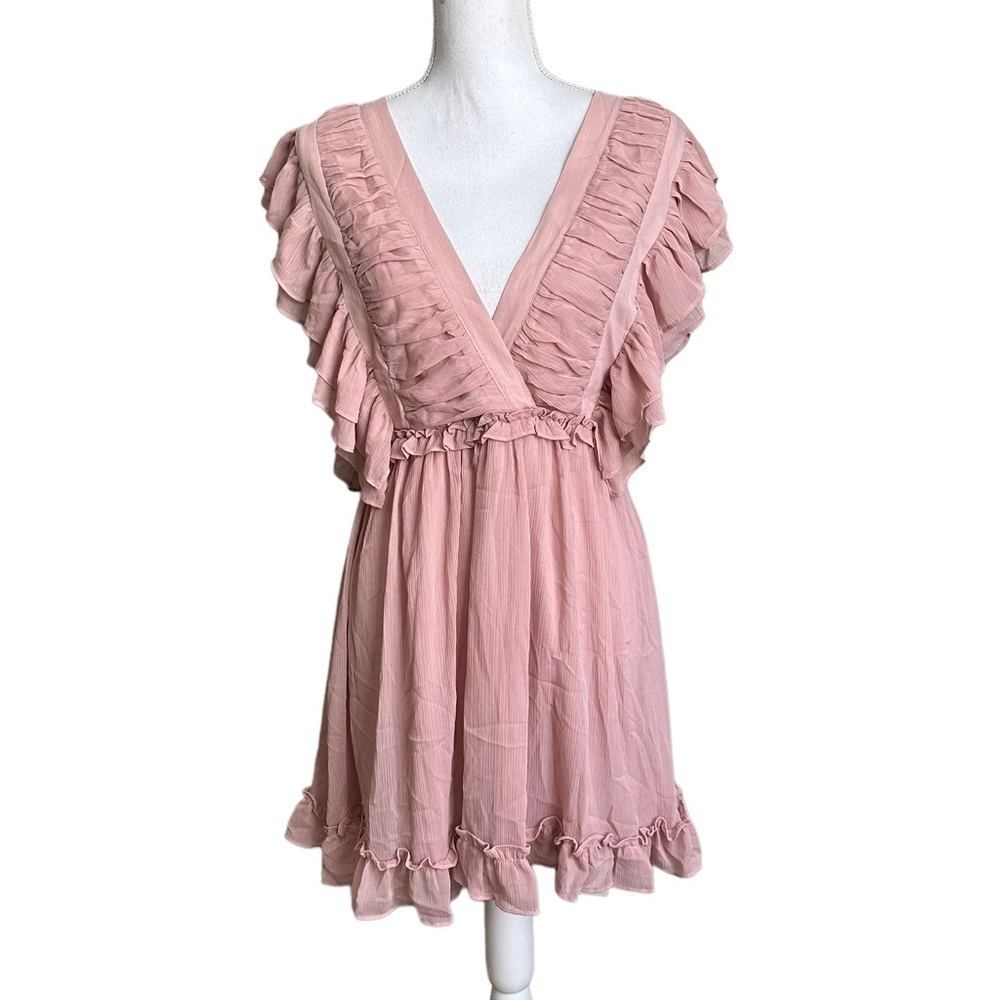 Forever 21 Mauve Ruffle V-neck Midi Dress Size Small